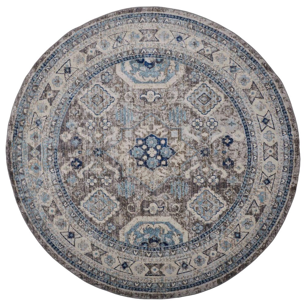 Feizy Rugs Bellini 7"10" Round Blue and Multicolor Area Rug, , large