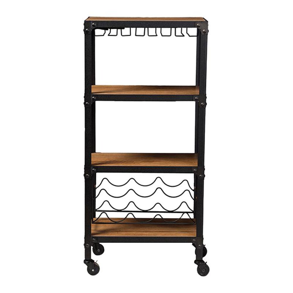 Baxton Studio Swanson Kitchen Storage Shelf in Antique Black and Brown, , large