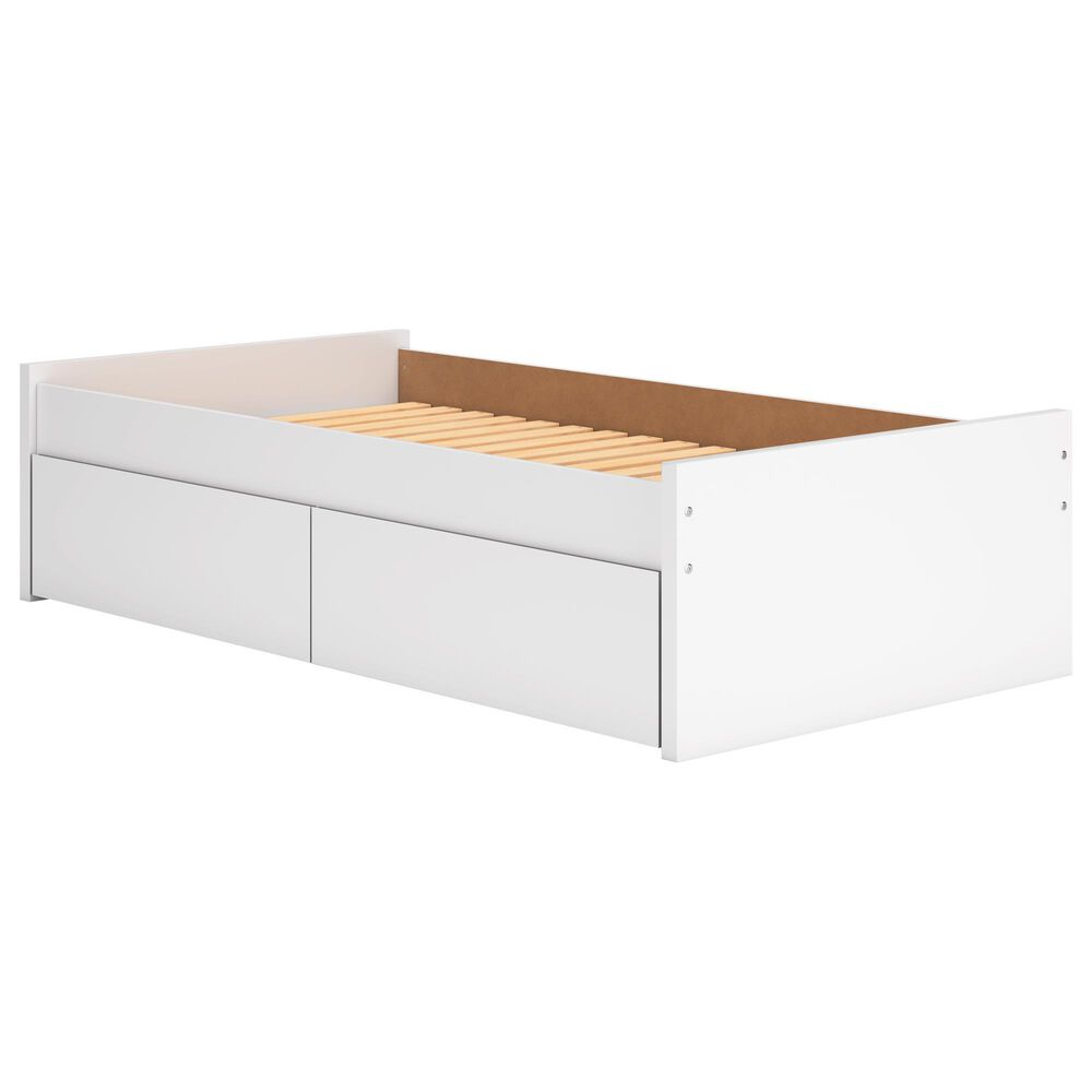 Ashley Onita Twin Platform Bed with No Headboard and 1 Side Storage in White, , large