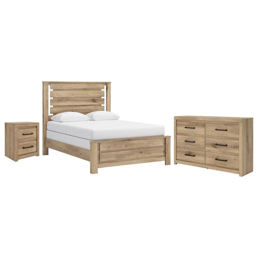 Ashley Brozmont Queen Panel Bed with Dresser and Nightstand in Natural Brown, , large