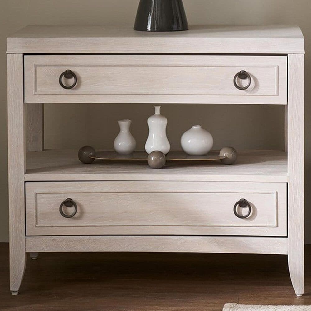 Universal Furniture Avaline 2 Drawer Nightstand in White Oak with AC and USB Outlet, , large