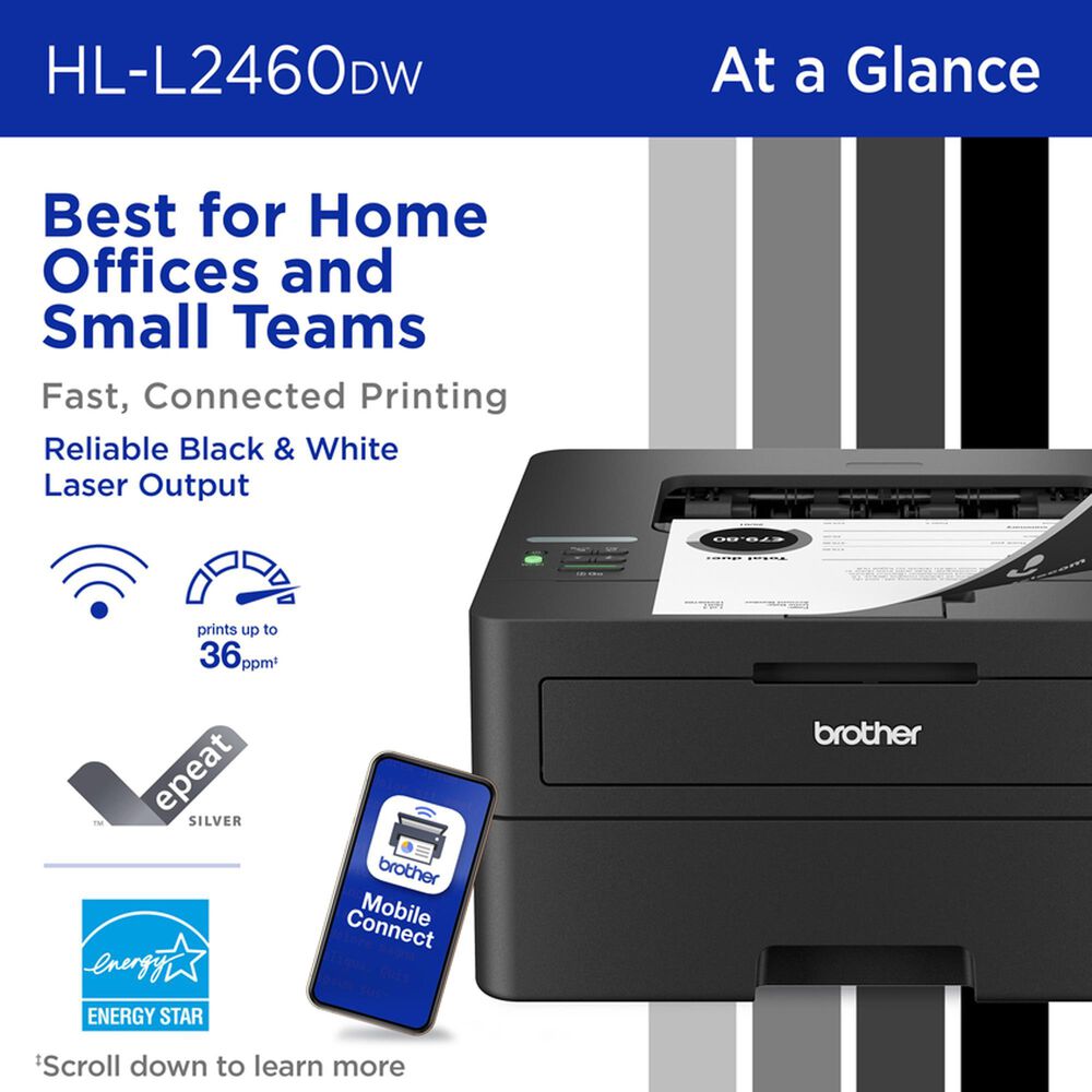 Brother Wireless Compact Monochrome Laser Printer in Black, , large