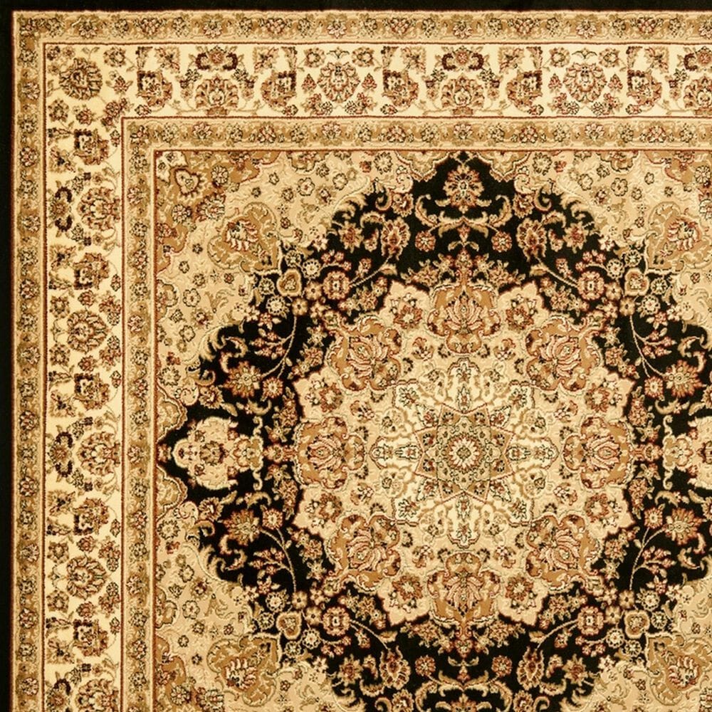 Safavieh Lyndhurst LNH222 8&#39; Round Black and Ivory Area Rug, , large