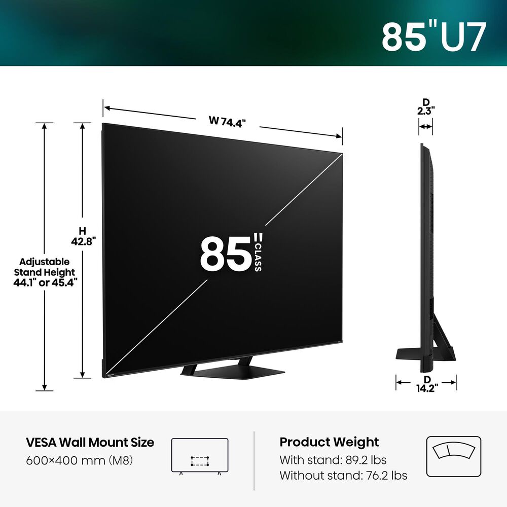 Hisense 85" Class U7 Series Mini-LED ULED 4K in Black - Smart Google TV, , large