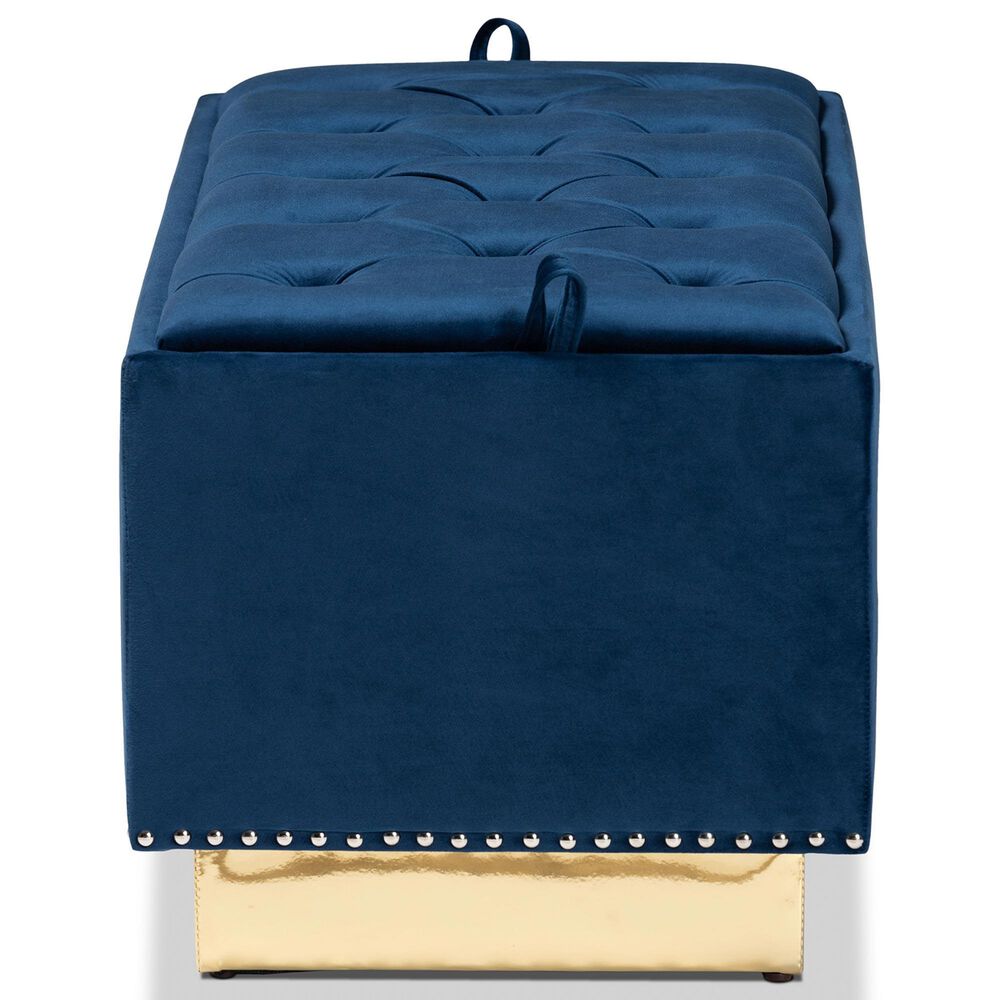 Baxton Studio Powell Storage Ottoman in Navy Blue and Gold, , large