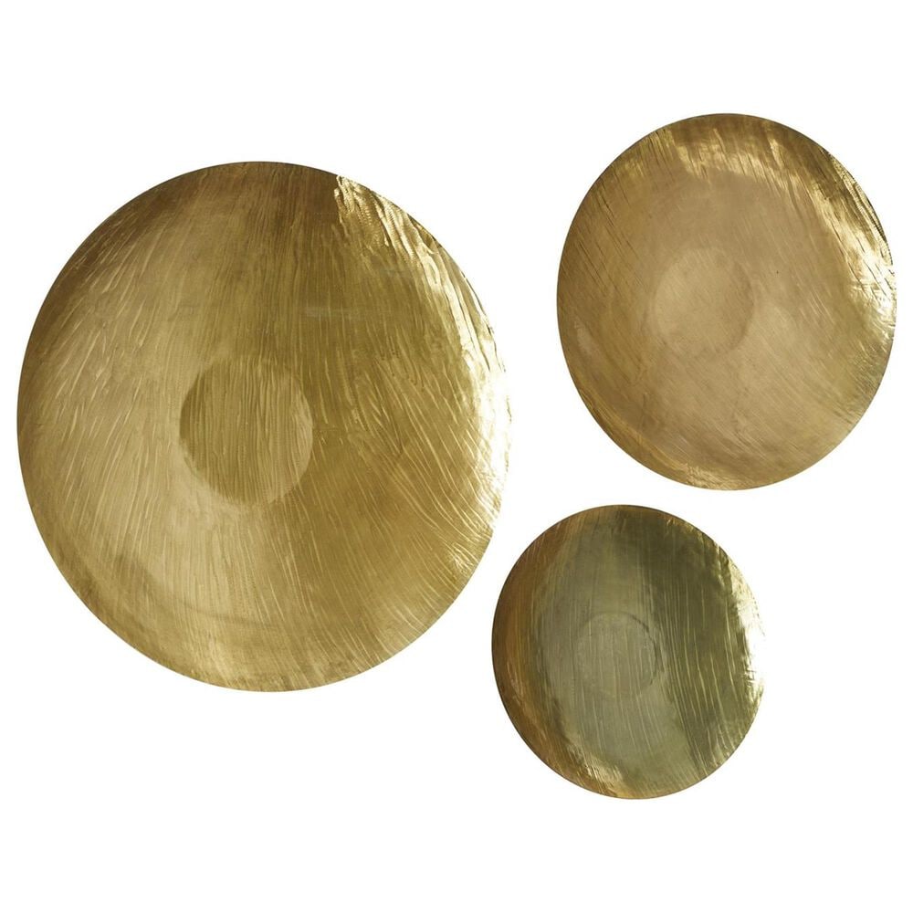 Maple and Jade 36.5&quot; x 36.5&quot; Round Large Metallic Disk Plate Wall Decor in Gold &#40;Set of 3&#41;, , large