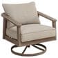 Ashley Harmony Headlands Outdoor Swivel Lounge Chair with Cushion in Natural and Gray, , large