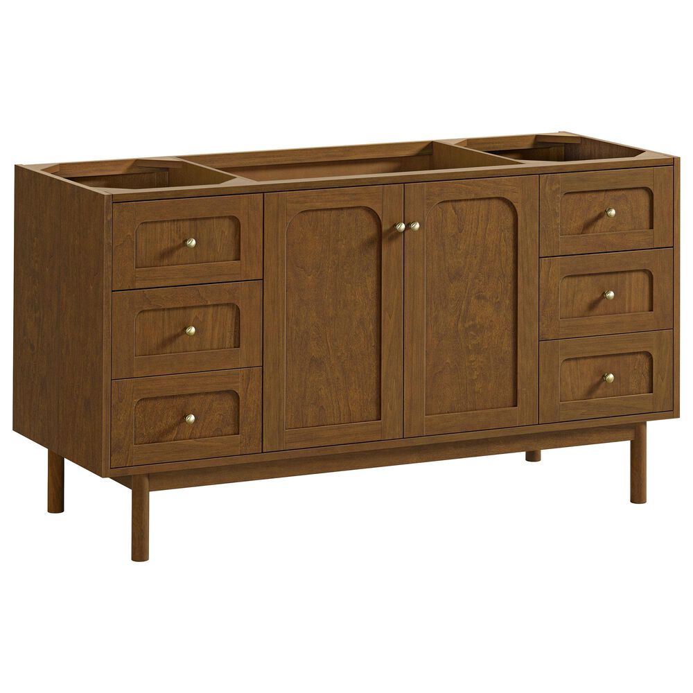 James Martin Laurent 60" Single Bathroom Vanity in Honey Oak with 3 cm Parisien Bleu Silestone Top and Rectangular Sink, , large