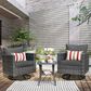 HOMLUX 3-Piece Patio Conversation Set with Square-Arm Swivel Rocking Chairs in Black, , large