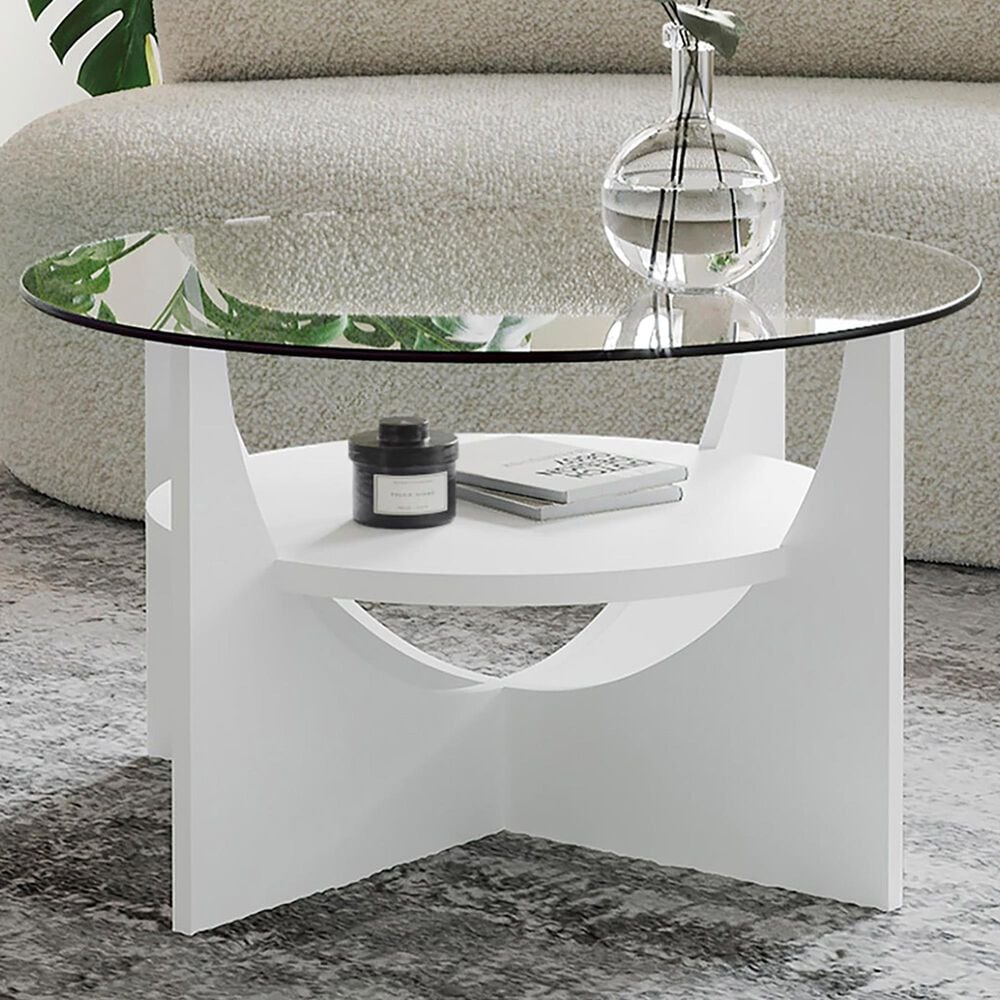 Lumisource U-Shaped Coffee Table in White and Clear, , large
