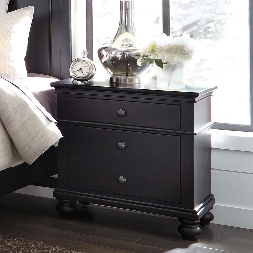 Riva Ridge Oxford California King Storage Panel Bed with Two Nightstands in Black, , large