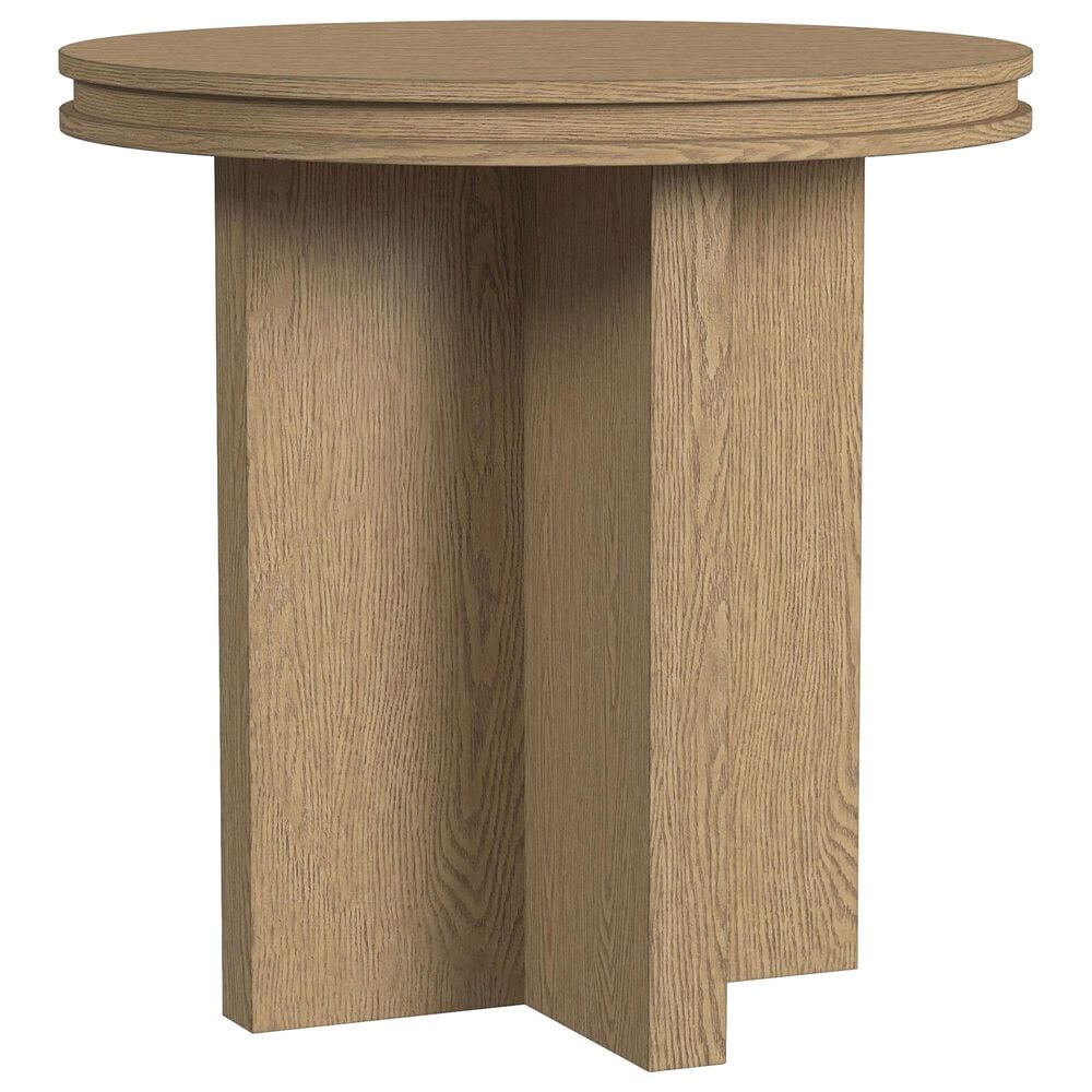 Flexsteel Waterfall Round End Table in Light Oak, , large