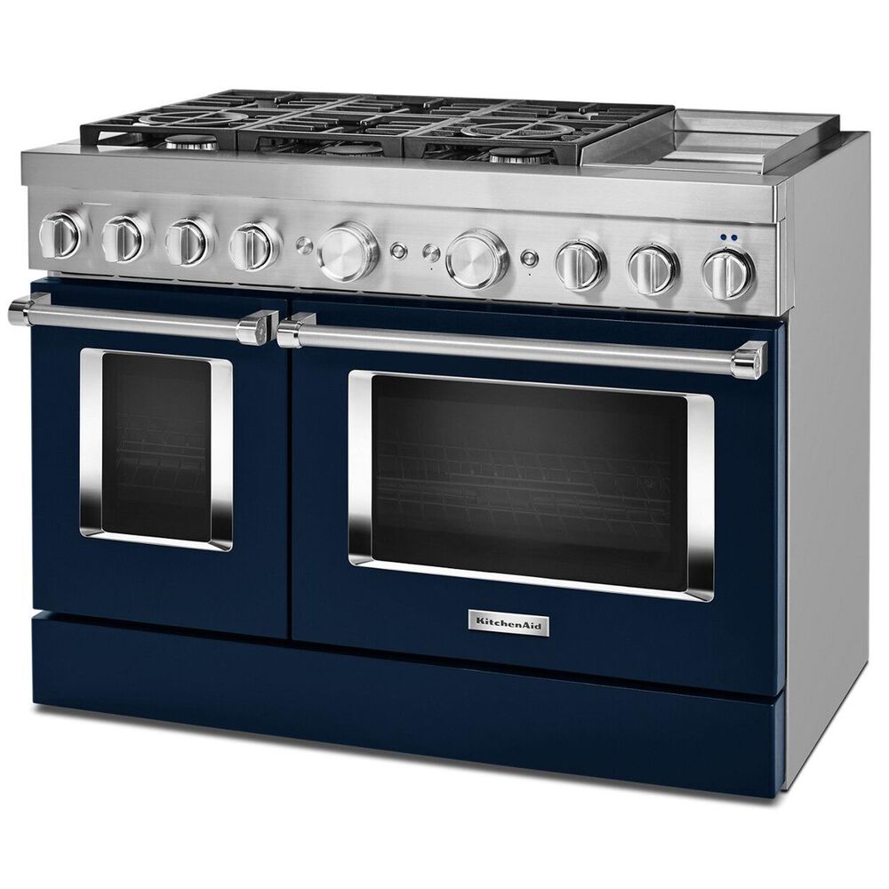 KitchenAid 48&quot; Professional Double Oven Dual Fuel Range in Ink Blue, , large