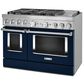 KitchenAid 48" Professional Double Oven Dual Fuel Range in Ink Blue, , large