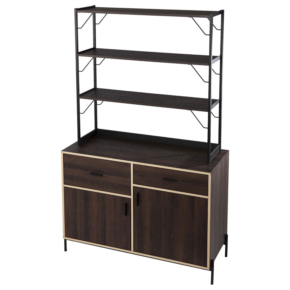 Southern Enterprises Attingham Kitchen Storage Shelf in Brown, Black and Natural, , large