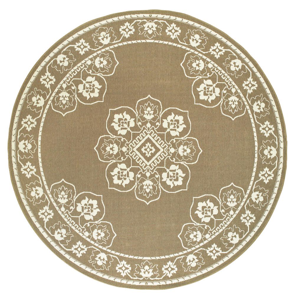 Oriental Weavers Marina 7&#39;10&quot; Round Tan and Ivory Area Rug, , large