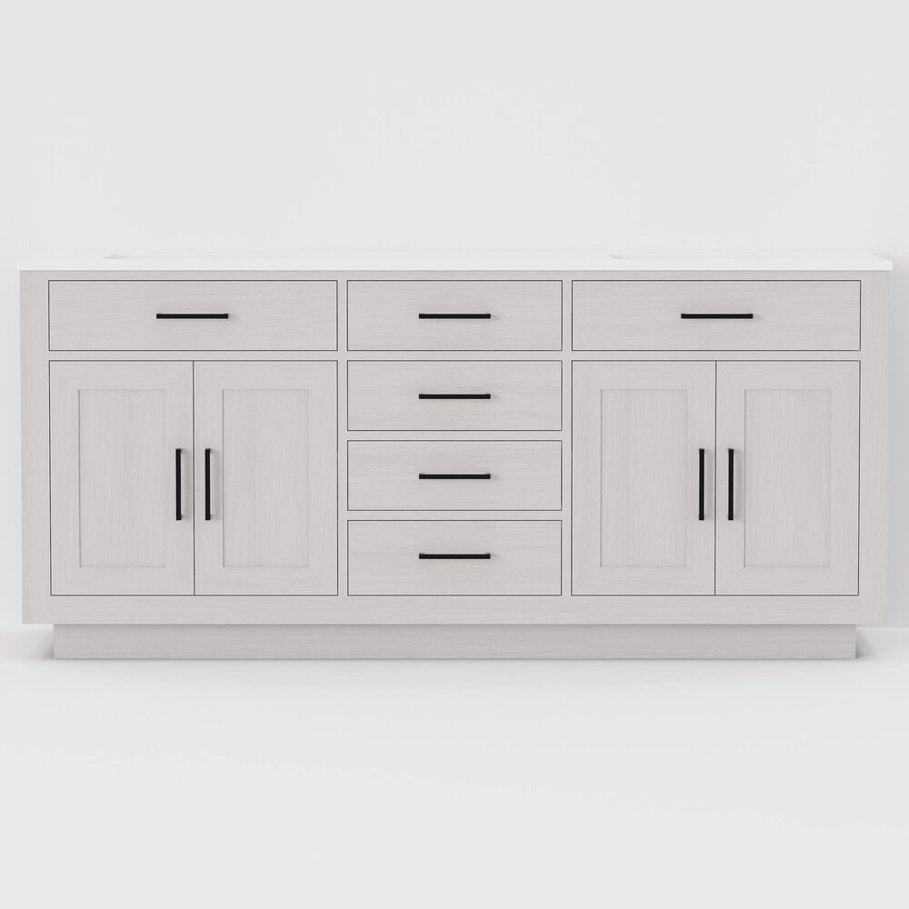 Lexora Home Abbey 72&quot; Double Bathroom Vanity in White Oak with 2 cm White Cultured Marble Top and Rectangular Sinks, , large