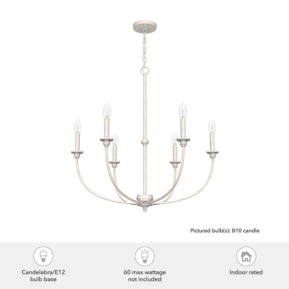 Hunter Southcrest 6-Light Chandelier in Distressed White, , large
