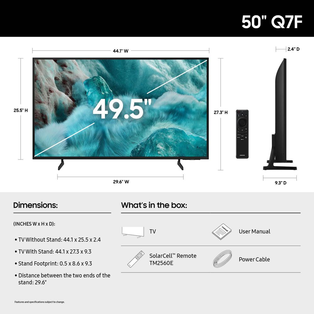 Samsung 50" Class Q7F QLED 4K Vision AI - Smart TV with B-Series 2.0 Channel Soundbar in Black and Titan Black, , large