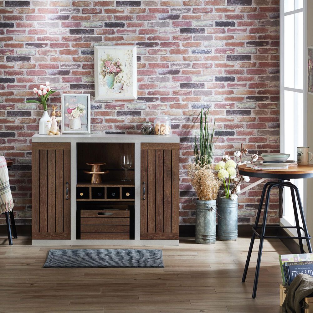Furniture of America Taylor Buffet in Distressed Walnut, , large