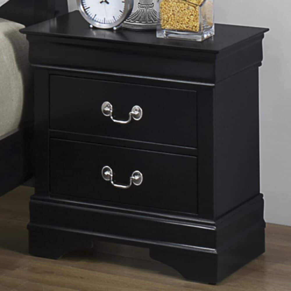 Crown Mark Louis Philip 2 Drawer Nightstand in Black, , large