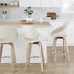 LumiSource Fabrico 26" Swivel Fixed-Height Counter Stool with Cream Noise Fabric Upholstery in Chrome and Whitewashed (Set of 2), , large