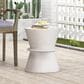 Hearth and Haven Round Patio Side Table with Hourglass-Shaped Base in Antique White, , large