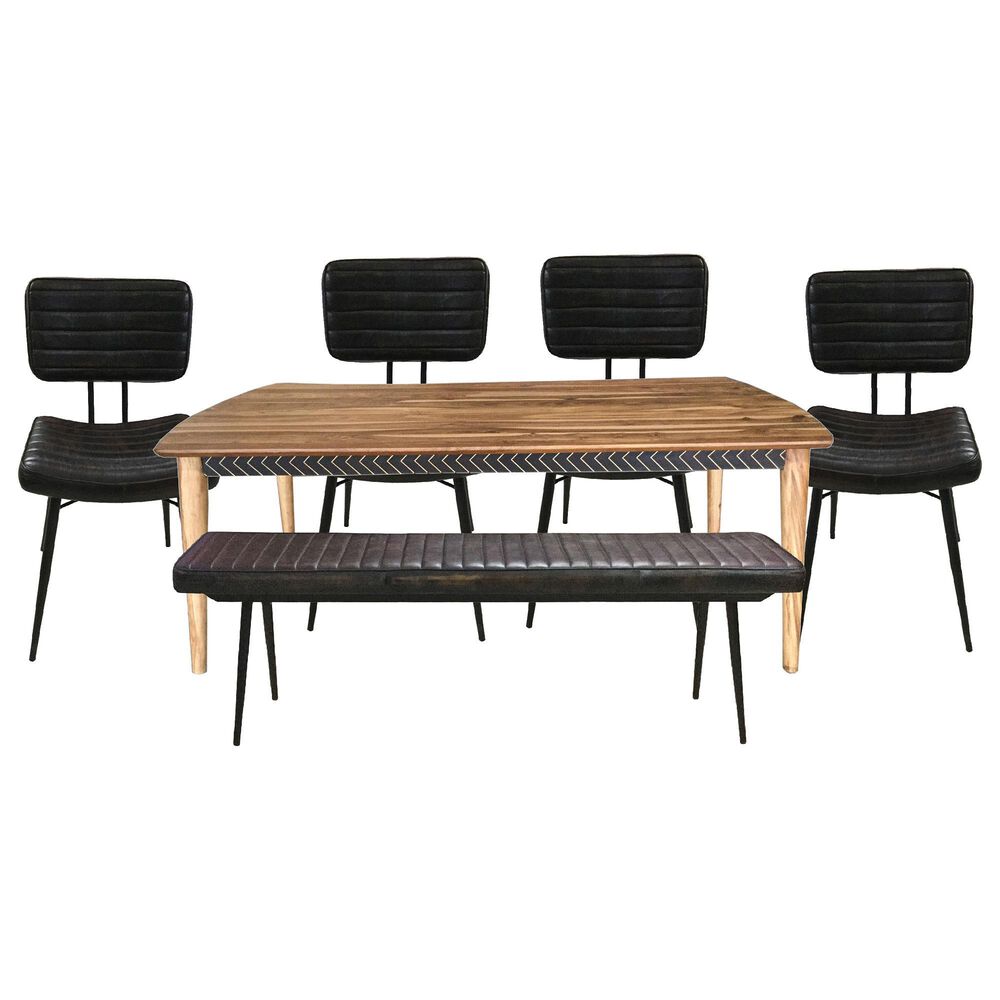 Pacific Landing Partridge 6-Piece Rectangle Table Dining Set in Sheesham, , large