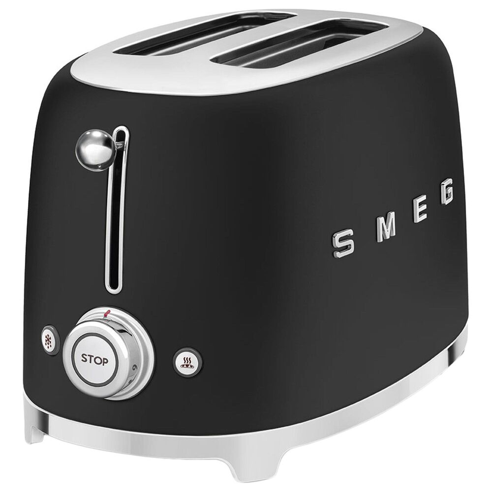 Smeg 2-Slice Retro Style Toaster in Matte Black and Stainless Steel, , large