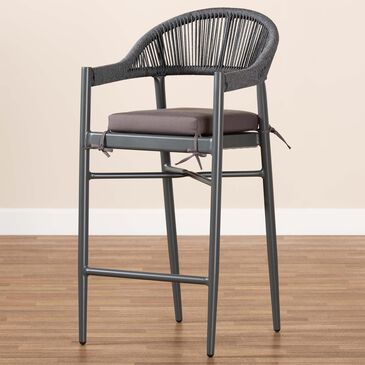 Baxton Studio Wendell Patio Barstool in Grey, , large