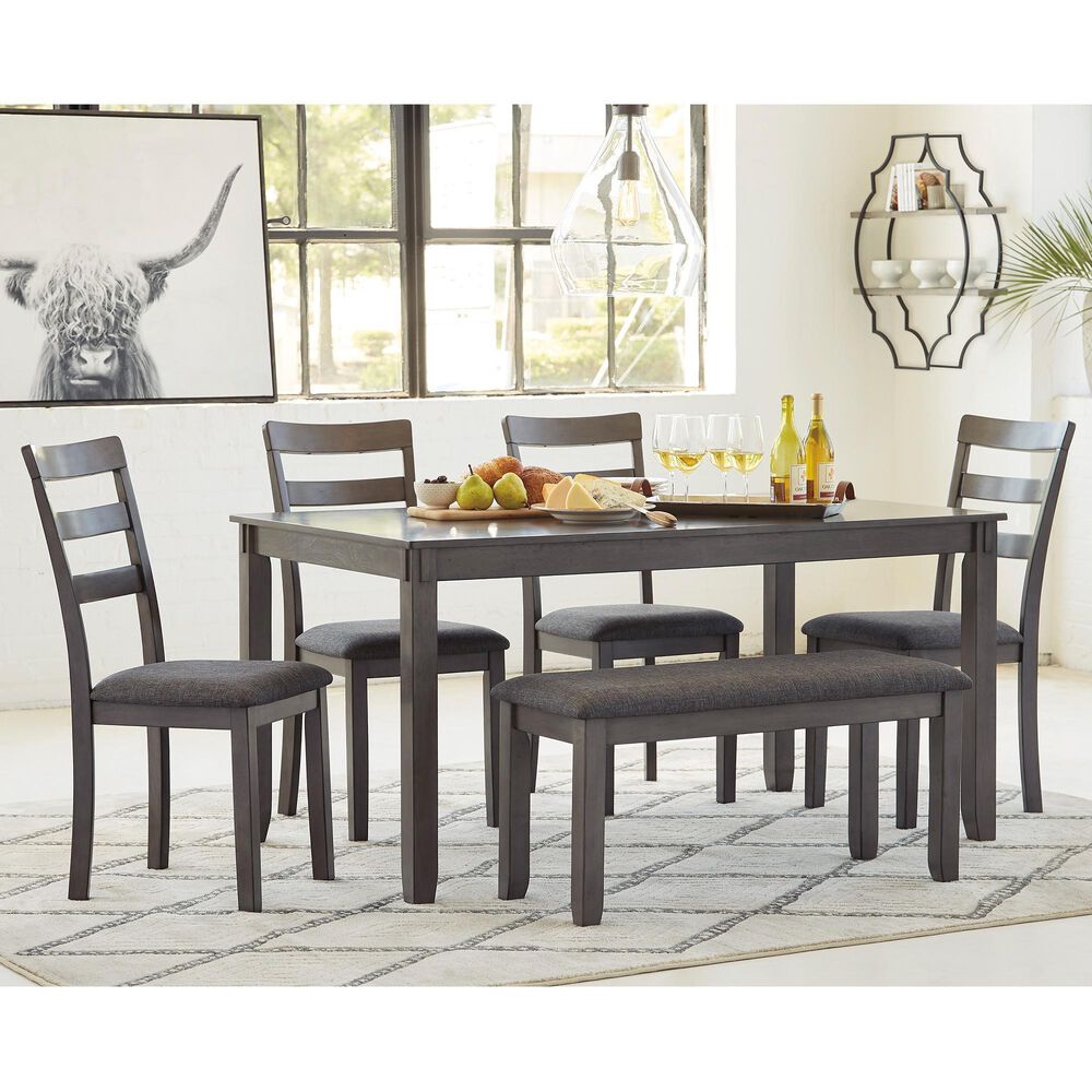 Ashley Bridson 6-Piece Rectangular Dining Set in Gray, , large