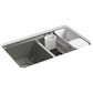 Kohler Riverby 33" Undermount Double Bowl Workstation Kitchen Sink in Thunder Grey, , large
