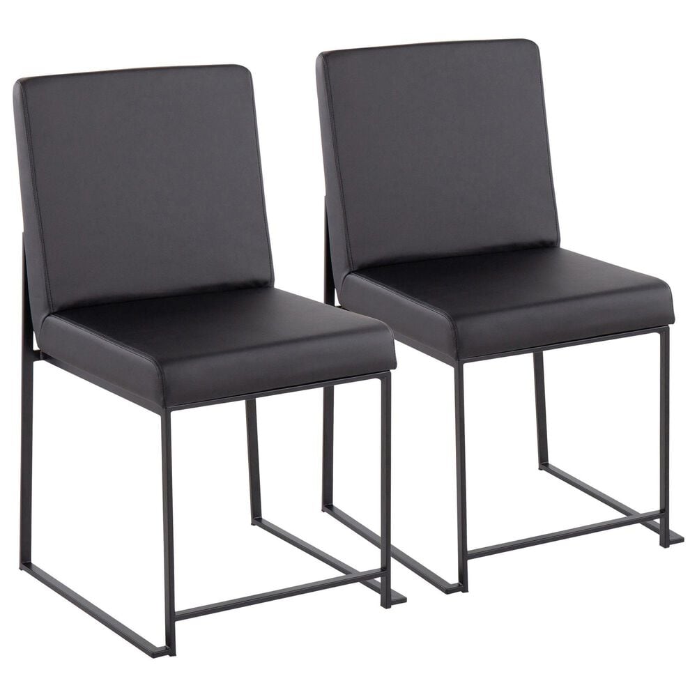 LumiSource Fuji Side Chair with Black Faux Leather Cushion in Black (Set of 2), , large