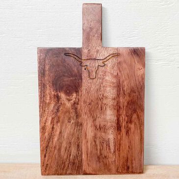 The Royal Standard 8" x 13" Longhorn Engraved Serving Board in Dark Natural, , large
