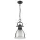 Golden Lighting Duncan 1-Light Small Pendant with Chain and Pewter Shade in Matte Black, , large