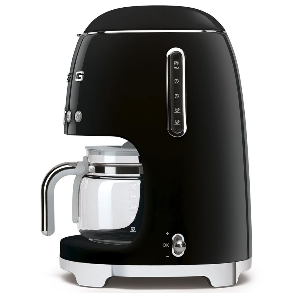 Smeg 47.34 Oz Drip Coffee Maker in Black and Polished Chrome, , large