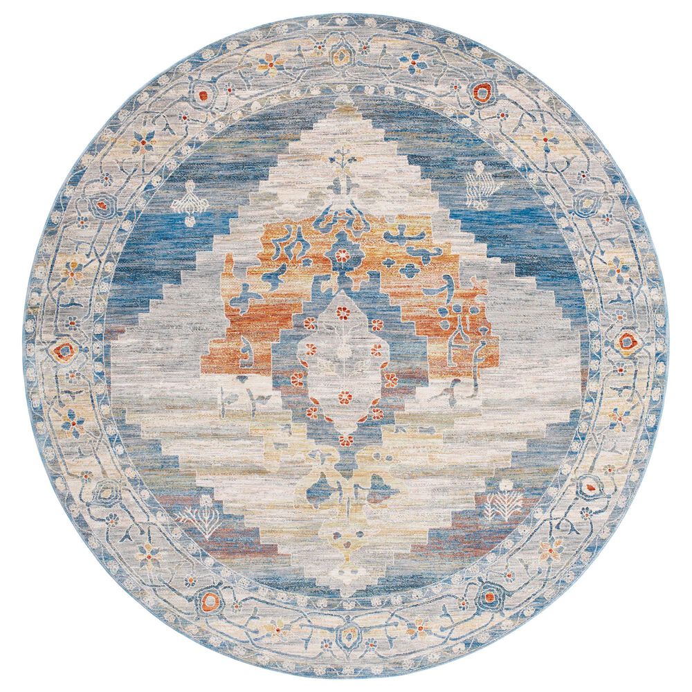 Surya Chicago CHG2303 6&#39;7&quot; Round Slate, Blue, Light Beige, Mustard, Brick Red,Taupe Area Rug, , large