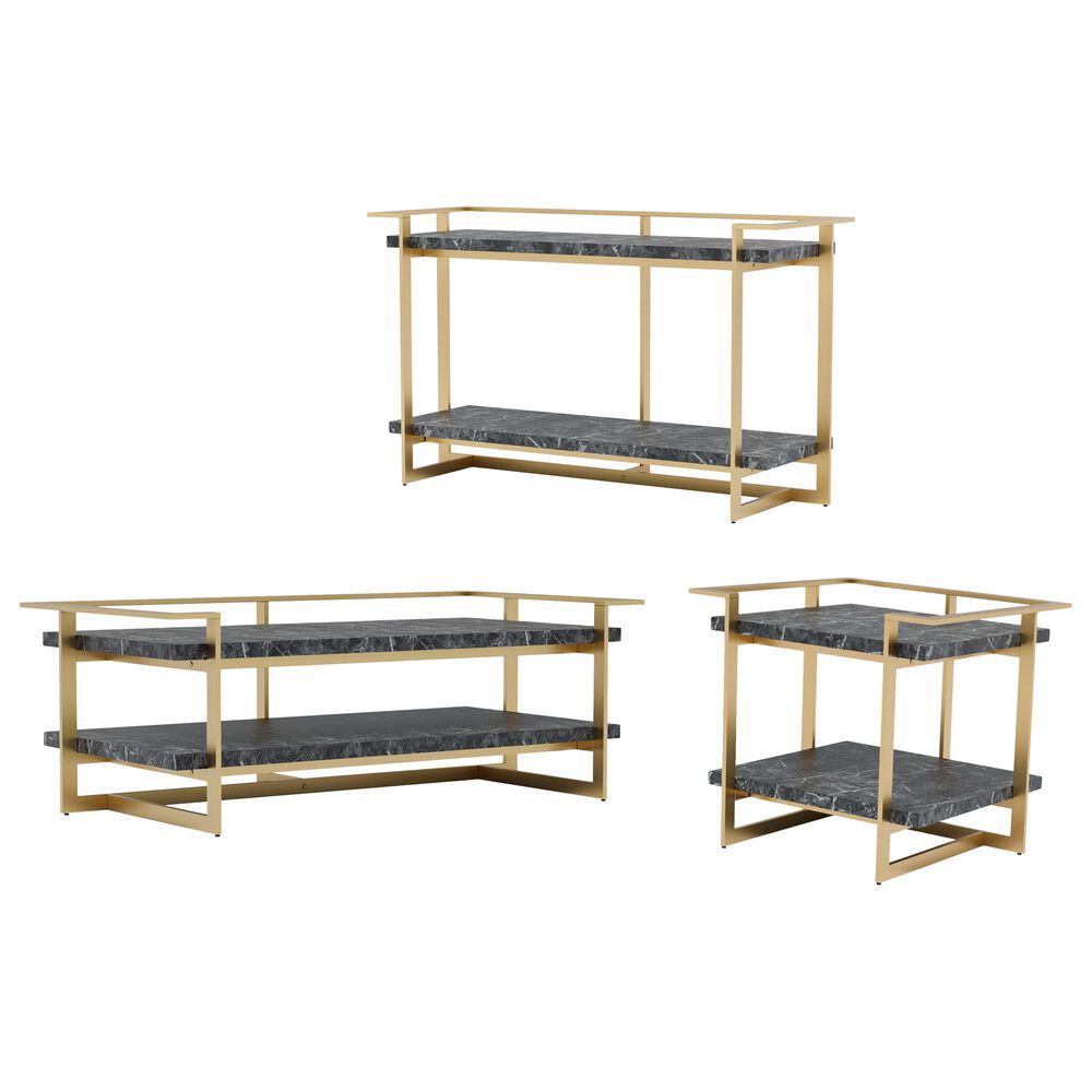 Furniture of America Magee Coffee Table Set in Black and Gold (Set of 3), , large