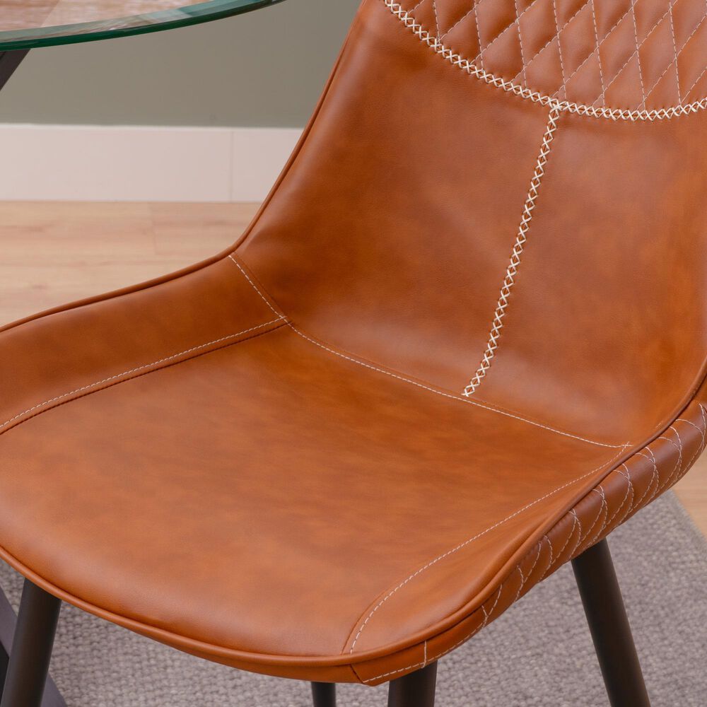 Linon Home Decor Edler Side Chair with Brown Upholstery in Black (Set of 2), , large