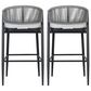 Hearth and Haven 30" Outdoor Barstool with Teak Frame in Light Gray (Set of 2), , large