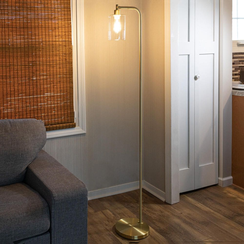 Timberlake 65" Modern Floor Lamp with LED Edison Bulb in Gold, , large