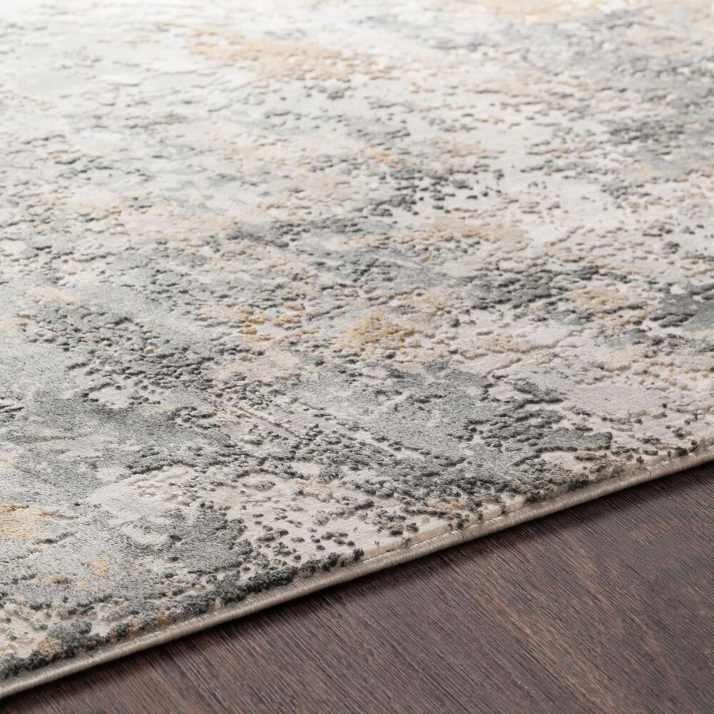 Surya Aisha Charcoal, Gray, Light Gray and Mustard 6&#39;7&quot; x 9&#39;6&quot; Area Rug, , large