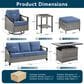 Sunwell Garden 7-Piece Patio Conversation Set with Fire Pit in Navy, , large