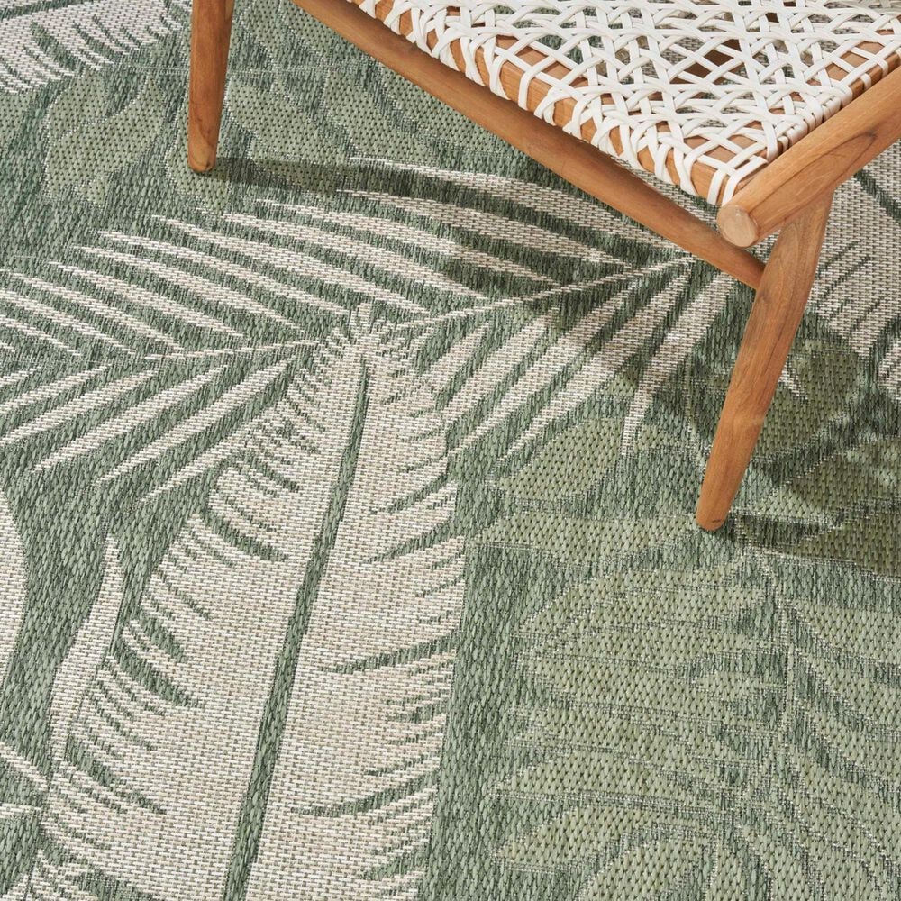 Nourison Garden Oasis GOA02 Green and Ivory 3&#39; x 5&#39; Indoor/Outdoor Area Rug, , large