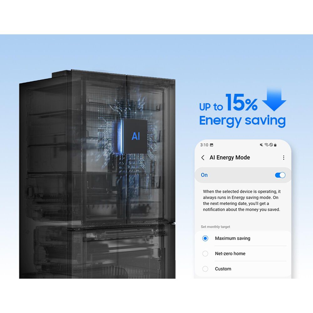 Samsung Bespoke AI 25 Cu. Ft. French Door Refrigerator with Zero Clearance Fit and In-Door Tall Water Dispenser in Fingerprint Resistant Stainless Steel, , large