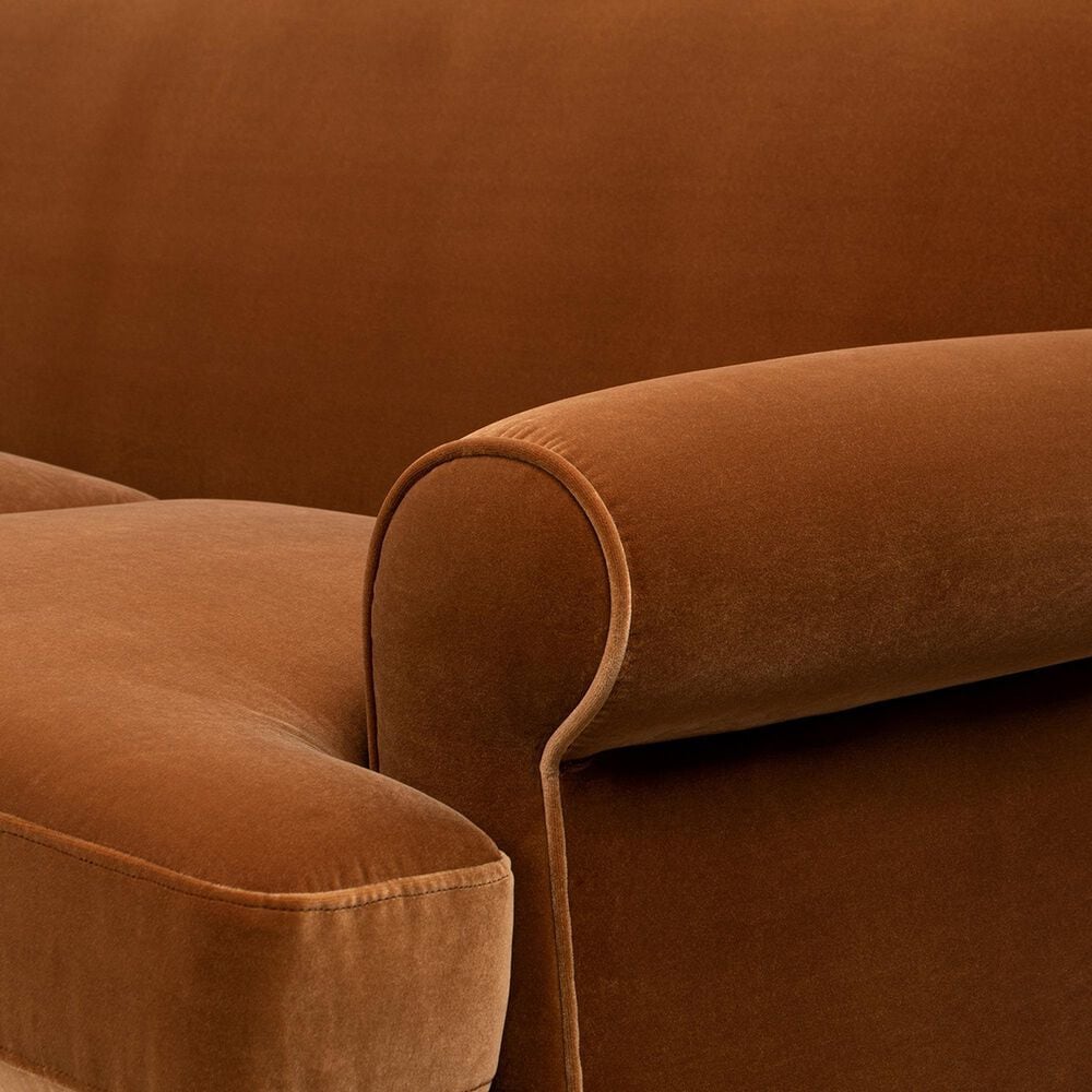 Jennifer Taylor Home Alana Stationary Sofa in Burnt Orange Velvet, , large