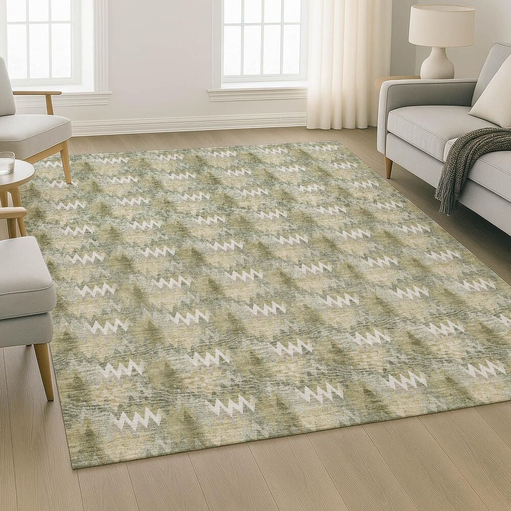 Dalyn Rug Company Soft Essentials Chevron Olive 8' x 10' Area Rug, , large