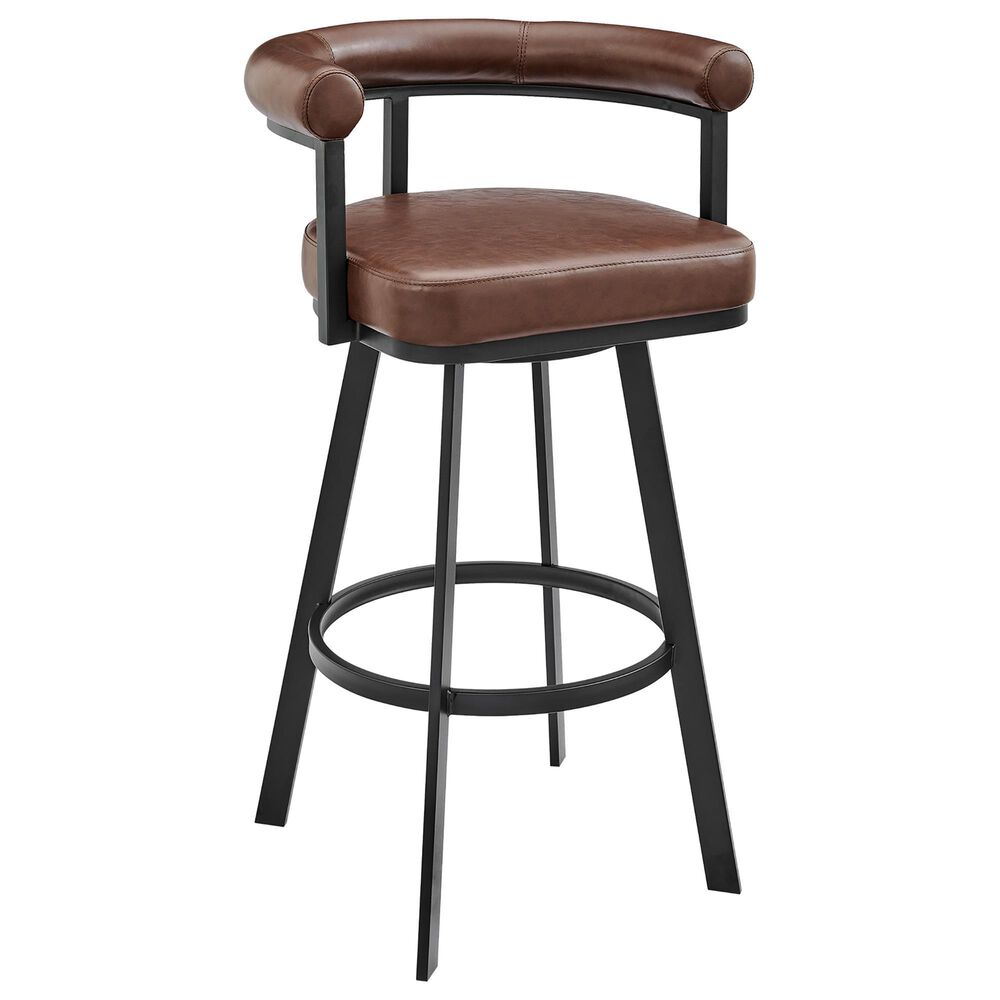 Blue River Magnolia 26" Swivel Counter Stool in Black Metal with Brown Faux Leather, , large
