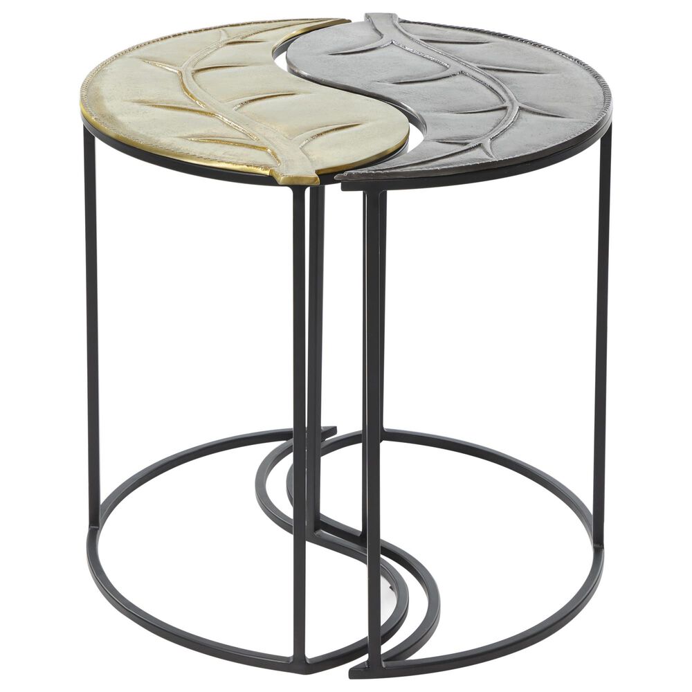 Uma Enterprises Aluminum Accent Tables in Black and Gold (Set of 2), , large