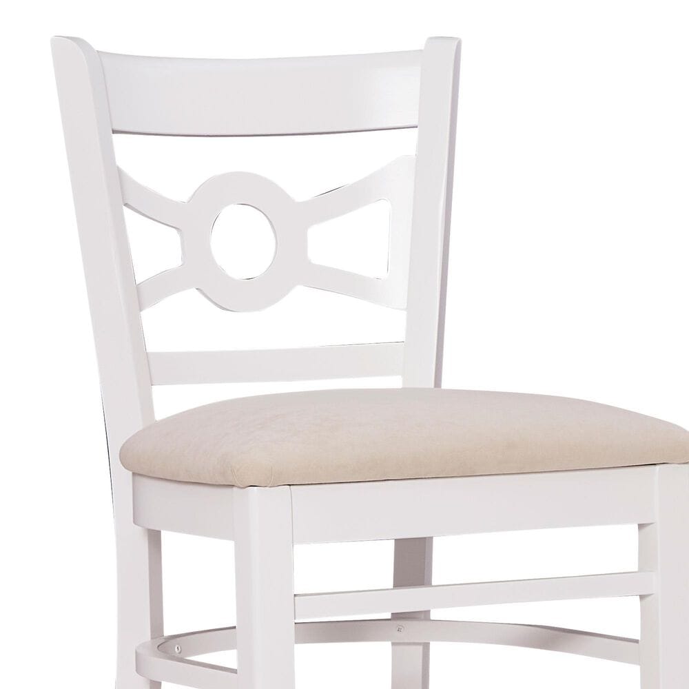 Linon Home Decor Teresa Bar Stool with Gray Cushion in White (Set of 2), , large